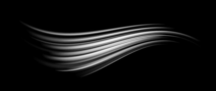 Abstract white wind lines effect. Air stream flow wave motion trace. Light curved speed element. Swoosh or swash stripe path design illustration. Air conditioner blow concept. Twirl background vector