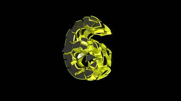 siffra 6 explosiv siffra animering på alfa kanal, slinga video