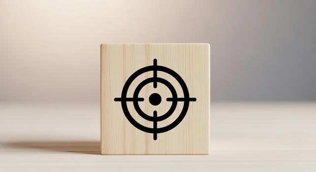 objetivo símbolo en un de madera bloquear cerca arriba estudio Disparo ver en transparente antecedentes foto