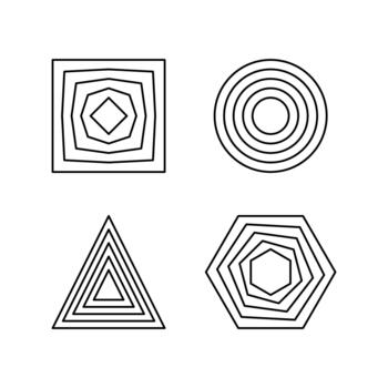 Geometric Shapes in Line Art Style Square, Circle, Triangle, and Hexagon. Minimalist Design. Perfect for Icons, Logos, and Graphic Elements. Abstract Forms vector
