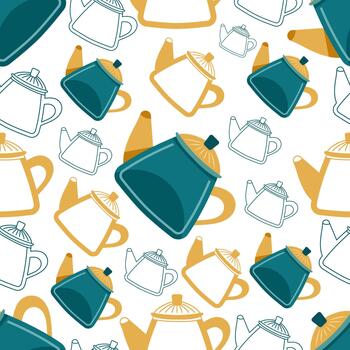 clásico teteras y tetera sin costura modelo diseño ideal para textil, tela, y decoración superficies vector