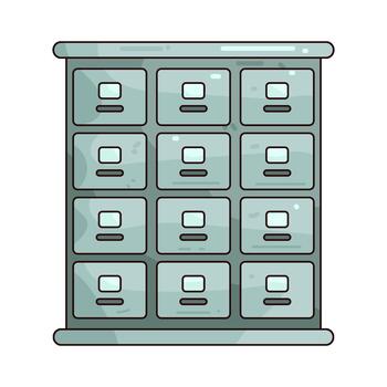 ilustración de presentación gabinete con doce cajones vector