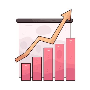 bar grafico con flecha señalando hacia arriba vector