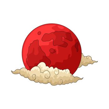 Illustration of Red Moon Behind Clouds vector