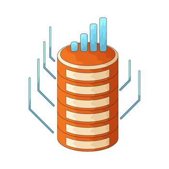 Database Tower with Graph Bars vector