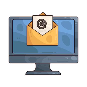 correo electrónico en computadora pantalla ilustración vector