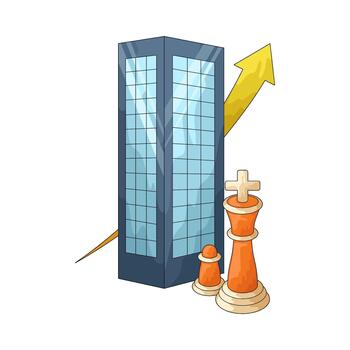 Building with Chess Pieces and Arrow vector
