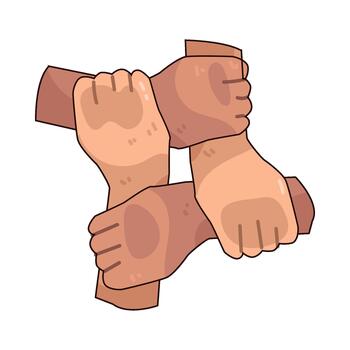Illustration of Interlocked Hands in Unity vector