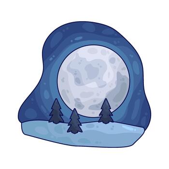 paisaje con Luna y pino arboles vector