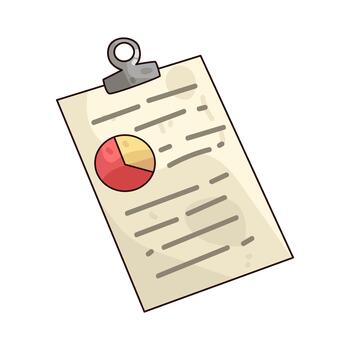 Clipboard with Report and Pie Chart Illustration vector