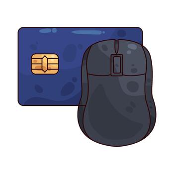 Illustration of a Credit Card and Computer Mouse vector