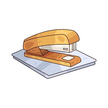 ilustración de un engrapadora en apilar de papel vector