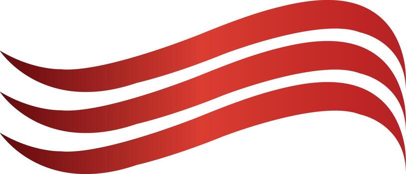 a red wave ribbon with three wavy lines vector