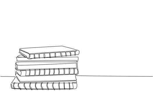 Continuous one line drawing stack of notebooks with ring binding. One notebook for one subject. Preparation for studying on Monday. National Notebook Day. Single line draw illustration vector