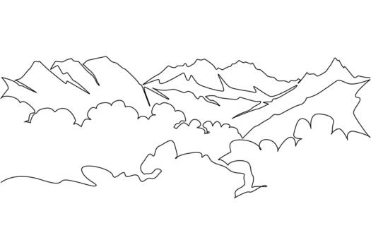 soltero uno línea dibujo himalaya montaña rango. un ruta lleno de obstáculos y el amenaza de nieve tormentas a alcanzar el cima. cumbre. montar Everest día. continuo línea diseño ilustración vector