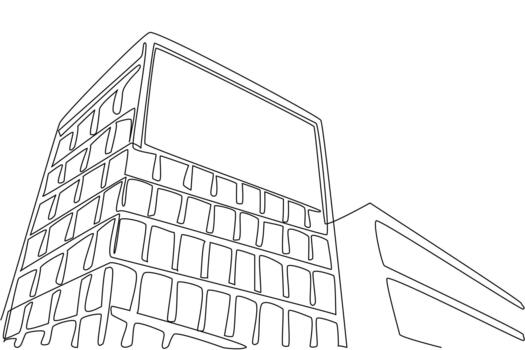 Single continuous line drawing billboard attached to buildings. Highly profitable digital billboard placement. Marketing goods and services. National Billboard Day. One line design vector