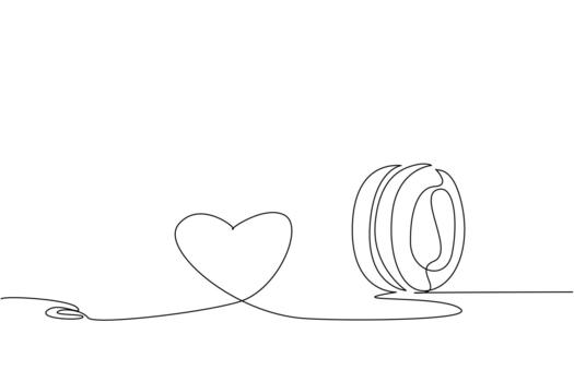 A single line drawing of a yo-yo with a string shaped into a heart, representing love, passion, and playful creativity, celebrating National Yo-Yo Day with unique art and design concept. vector