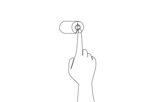 Flat continuous line drawing of human hand pressing reset button, representing restarting, fresh opportunities, and empowerment in a lifestyle concept for National Start Over Day celebration. vector