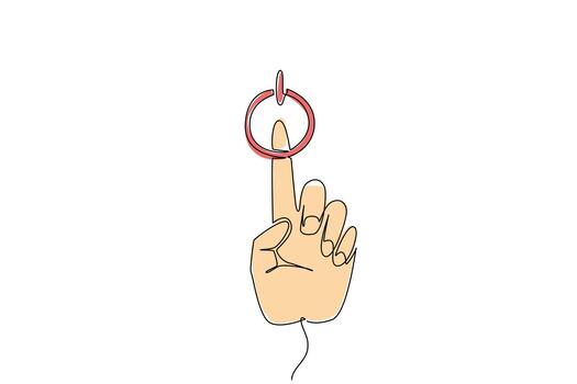 A hand points to reset symbol in continuous line drawing style, reflecting technology concept, restart, renewal, and positive symbolic energy for the celebration of National Start Over Day. vector