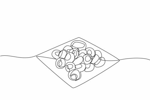 un soltero línea dibujo de múltiple salchicha rollos apilado en un cuadrado lámina, dibujado en un limpiar estilo. esta sencillo comida concepto obra de arte honores nacional salchicha rodar día con minimalista expresión. vector