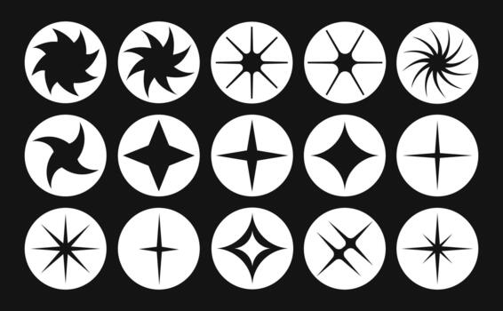 Abstract Starburst and Geometric Shapes in Vibrant Circles vector