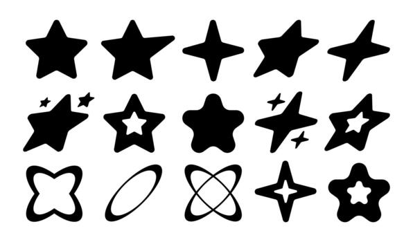 Set of Retro Y2K Star Icons and Elements vector