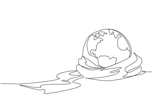 un continuo línea dibujo de el tierra envuelto en de punto tela, simbolizando unidad y sostenibilidad. creado para en todo el mundo tejer en público día con un global arte y creatividad concepto. vector