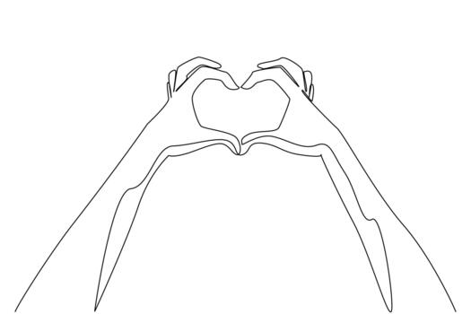 One line drawing shows two hands forming a heart shape, symbolizing peace, love, and solidarity for Race Unity Day. A unity concept design highlighting diversity and harmony. vector