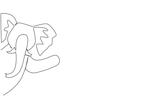 Continuous line drawing of an elephant waving its trunk in a cheerful gesture, designed as an animal concept artwork for Say Hi Day, representing wisdom, friendship, and celebration. vector