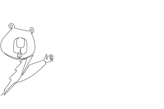 Single line drawing of a beaver waving hand joyfully, highlighted with its unique features in minimal style. A perfect nature concept illustration to mark Say Hi Day with friendliness. vector