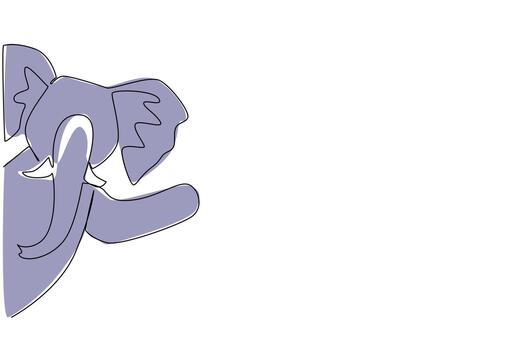 Elephant created in continuous line drawing style, waving its trunk and leg behind a wall. This nature concept artwork represents World Elephant Day, symbolizing strength and conservation efforts. vector