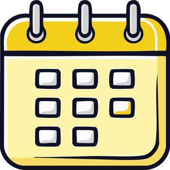 Yellow Desk Calendar with Binding and Grid Layout for Dates and Events vector