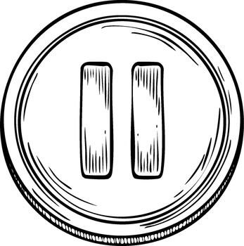 Hand Drawn Pause Button in Circle Shape for Media Playback Controls vector
