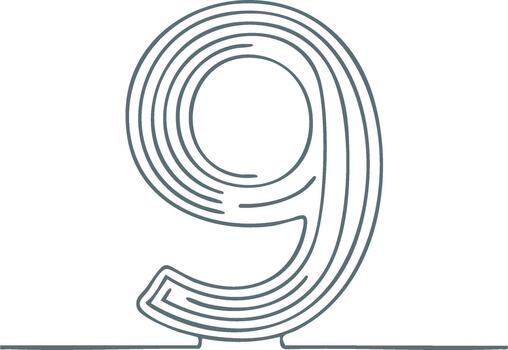 resumen soltero línea número nueve fluido diseño con concéntrico círculos y paralelo líneas vector