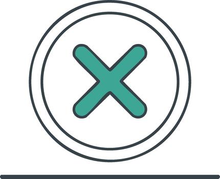 error icono verde azulado X símbolo en circulo con línea designa incorrecto o inválido elección vector