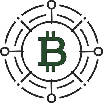 Digital Bitcoin Symbol with Network Connections Representing Cryptocurrency and Blockchain Technology vector