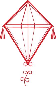 Red kite graphic illustration on white background, design element vector