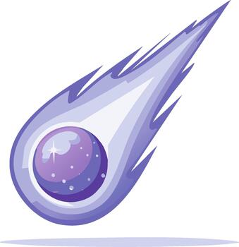 Vibrant Purple Comet Icon with Celestial Starry Core and Dynamic Trail vector