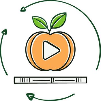 Fruta jugar botón con flechas y Progreso bar medios de comunicación jugador diseño vector