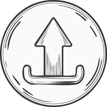 Upload icon hand drawn arrow pointing up in circular frame vector