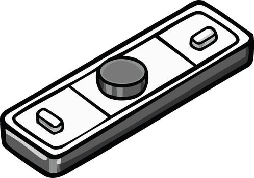 Remote control illustration featuring a gray button control and three sections outline and shading vector