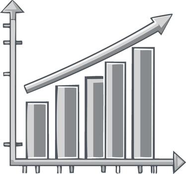 Drawn Bar Graph Showing Upward Trend with Arrow vector