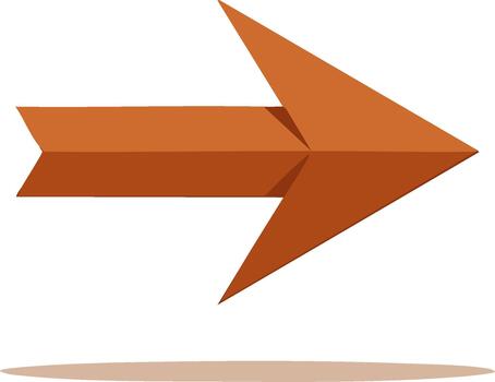 naranja origami estilo flecha señalando Derecha dirección indicador adelante navegación concepto vector