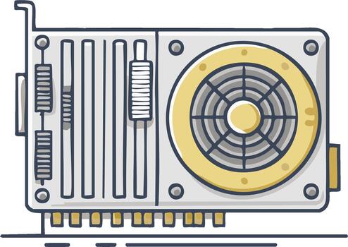 Stylized Computer Graphics Card with Fan and Cooling Vents vector
