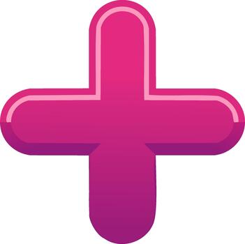 Bold Pink Plus Sign with Rounded Edges Representing Addition Mathematics and Positive Concepts vector
