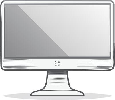 Cartoon Style Computer Monitor Screen Display with Flat Gray Color vector