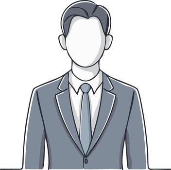 Abstract faceless man in a gray suit. A character in a strict formal dress code. Business style and management vector