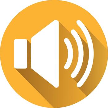 icono de altavoz emitiendo sonido olas en redondo botón con sombra - ilustración vector