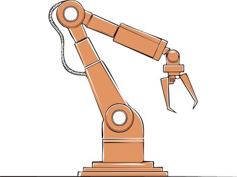 Robot Arm Machine Isolated on White Background with Clamp End Effectors vector