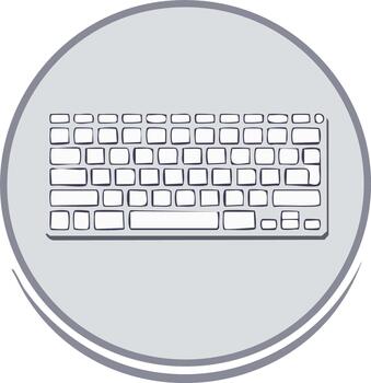 Minimalist Computer Keyboard Icon Outline in Gray Circle vector